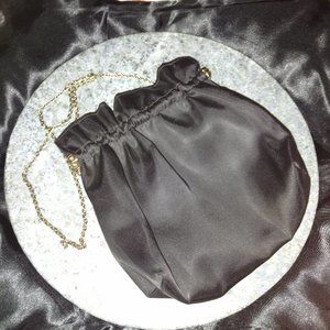 Vintage Black Satin Kiss Lock Pouch Evening Mini Bag